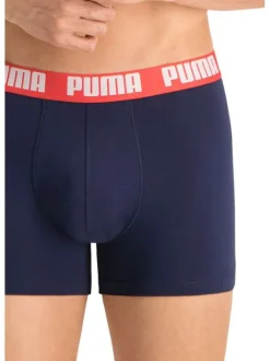 Lot de 2 boxers classiques marine et gris en coton avec taille élastiquée