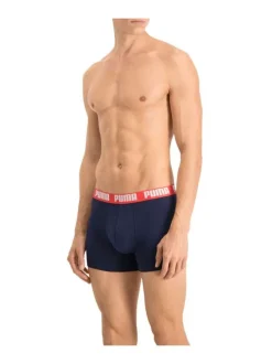 Lot de 2 boxers classiques marine et gris en coton avec taille élastiquée