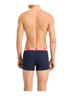 Lot de 2 boxers classiques marine et gris en coton avec taille élastiquée