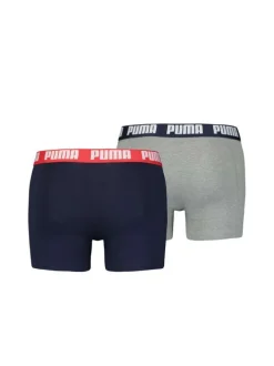 Lot de 2 boxers classiques marine et gris en coton avec taille élastiquée