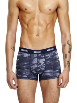 Lot de 3 boxers classiques noir et bleu en coton avec imprimé camouflage