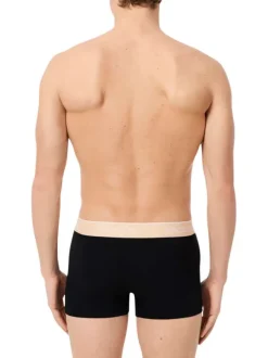 Lot de 3 boxers classiques noirs en coton unis à ceinture élastiquée tricolore