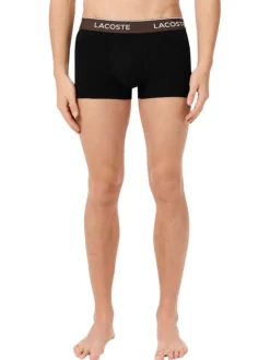 Lot de 3 boxers classiques noirs en coton unis à ceinture élastiquée tricolore