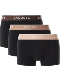 Lot de 3 boxers classiques noirs en coton unis à ceinture élastiquée tricolore