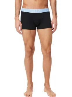 Lot de 3 boxers classiques noirs en coton unis à ceinture tricolore