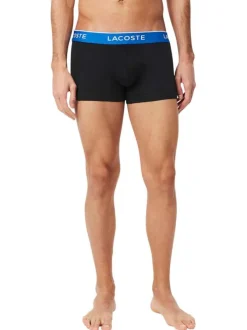 Lot de 3 boxers classiques noirs en coton unis à ceinture tricolore