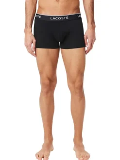 Lot de 3 boxers classiques noirs en coton unis à ceinture tricolore
