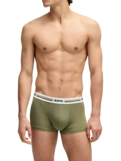 Lot de 3 boxers classiques tricolores unis à ceintures blanches