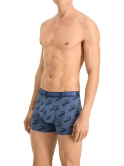 Lot de 2 boxers coton bleus logotypés fantaisie et uni