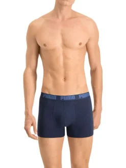 Lot de 2 boxers coton bleus logotypés fantaisie et uni