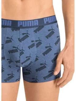 Lot de 2 boxers coton bleus logotypés fantaisie et uni