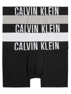 Lot de 3 boxers courts en coton mélangé tricolore unis à taille élastiquée