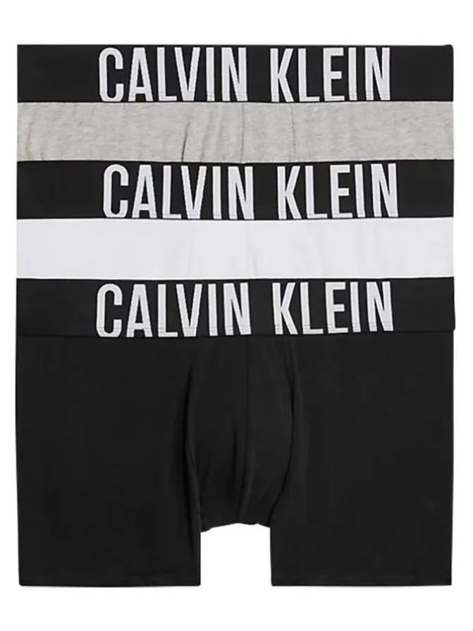 Lot de 3 boxers courts en coton mélangé tricolore unis à taille élastiquée