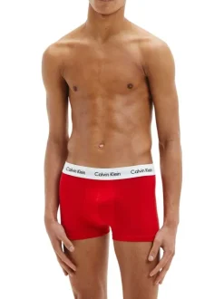 Lot de 3 Boxers courts en coton rouge uni avec une coupe fermée