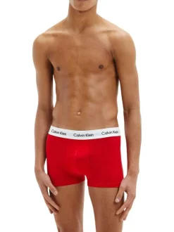 Lot de 3 Boxers courts en coton rouge uni avec une coupe fermée