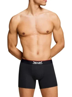 Lot de 3 boxers courts gris et noir en coton avec ceinture élastiquée