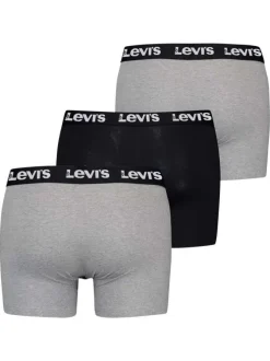 Lot de 3 boxers courts noir et gris en coton avec ceinture élastiquée