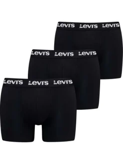 Lot de 3 boxers courts noirs en coton avec ceinture élastiquée