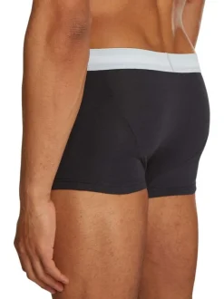 Lot de 5 Boxers courts noirs unis avec tailles élastiquées colorées et marque