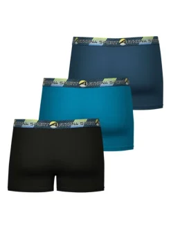 Lot de 3 boxers de sport bleus unis à coupe fermée et taille élastiquée brodée