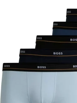 Lot de 5 boxers en coton avec ceinture élastiquée avec nom de la marque