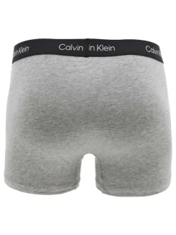 Lot de 3 boxers en coton blancs, gris et noirs avec logo blanc et coupe ajustée