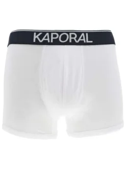 Lot de 3 Boxers en coton bleu et blanc uni avec une coupe fermée