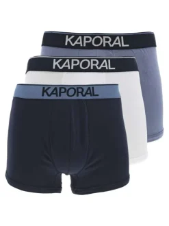 Lot de 3 Boxers en coton bleu et blanc uni avec une coupe fermée