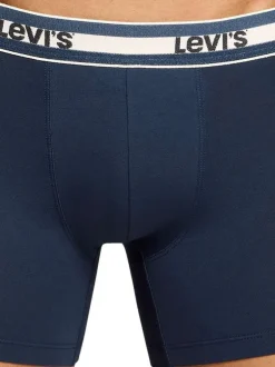 Lot de 3 boxers en coton bleus et blancs unis avec logo imprimé
