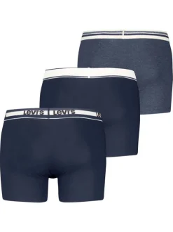 Lot de 3 boxers en coton bleus et blancs unis avec logo imprimé