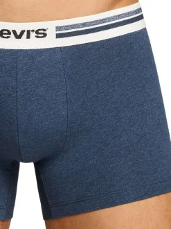 Lot de 3 boxers en coton bleus et blancs unis avec logo imprimé