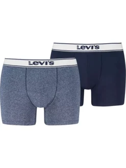 Lot de 2 boxers en coton bleus pourvus de ceintures élastiquées