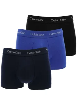 Lot de 3 Boxers en coton bleus unis avec taille élastiquées ton sur ton