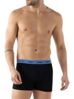Lot de 3 boxers en coton bleus unis avec une taille élastiquée