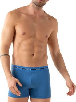 Lot de 3 boxers en coton bleus unis avec une taille élastiquée