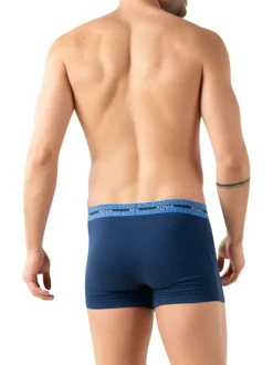 Lot de 3 boxers en coton bleus unis avec une taille élastiquée