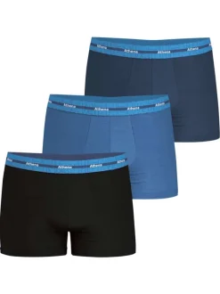 Lot de 3 boxers en coton bleus unis avec une taille élastiquée