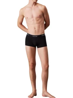 Lot de 3 boxers en coton bleus unis courts avec le nom de la marque