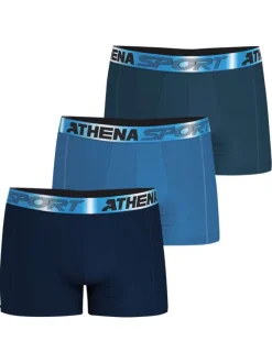 Lot de 3 boxers en coton bleus unis pourvus d'une taille élastiquée