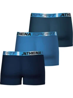 Lot de 3 boxers en coton bleus unis pourvus d'une taille élastiquée