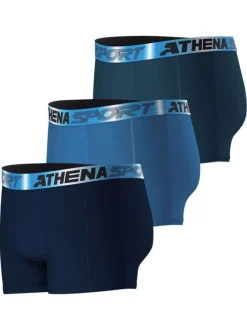 Lot de 3 boxers en coton bleus unis pourvus d'une taille élastiquée