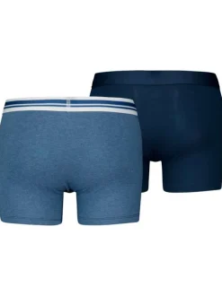 Lot de 2 boxers en coton bleu unis avec ceintures différentes et logo