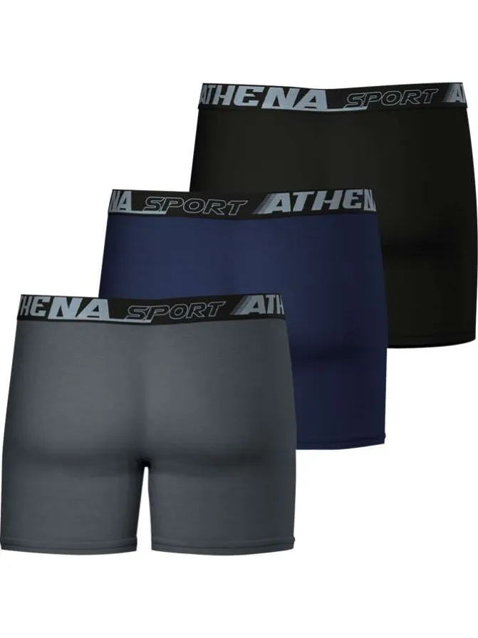 Lot de 3 boxers en coton mélangé multicolores unis avec une taille élastiquée