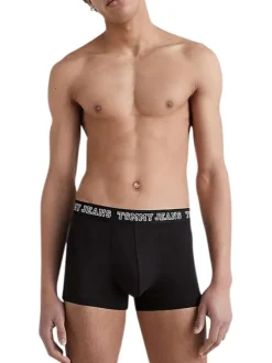 Lot de 3 Boxers en coton mélangé noirs unis avec une coupe près du corps