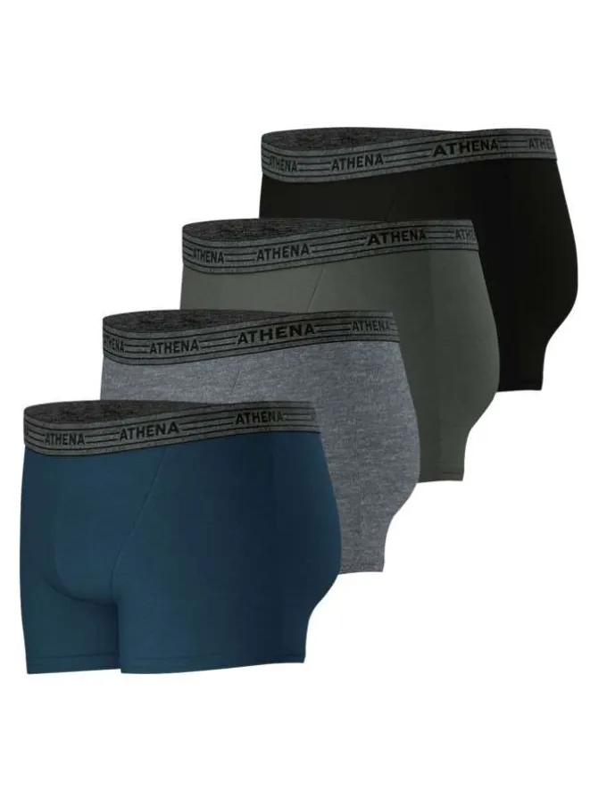 Lot de 4 boxers en coton multicolore chiné à coupe fermée et taille élastiquée