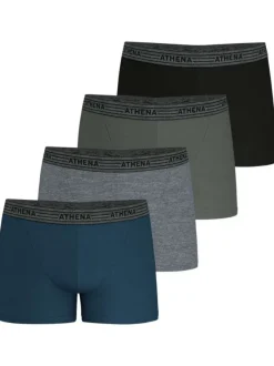 Lot de 4 boxers en coton multicolore chiné à coupe fermée et taille élastiquée