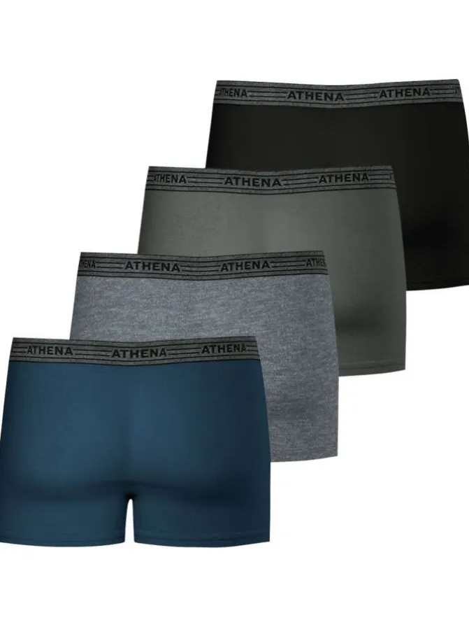 Lot de 4 boxers en coton multicolore chiné à coupe fermée et taille élastiquée