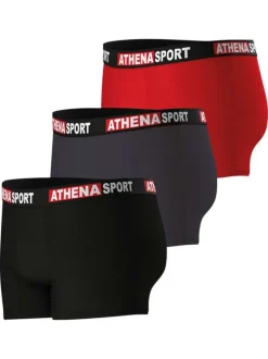Lot de 3 boxers en coton multicolores unis avec le nom de la marque imprimé