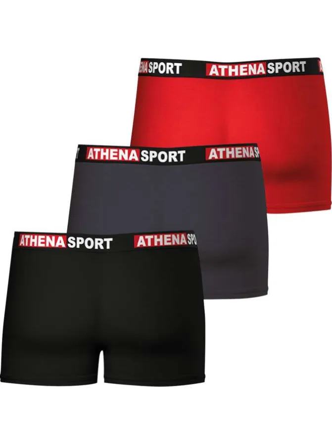 Lot de 3 boxers en coton multicolores unis avec le nom de la marque imprimé