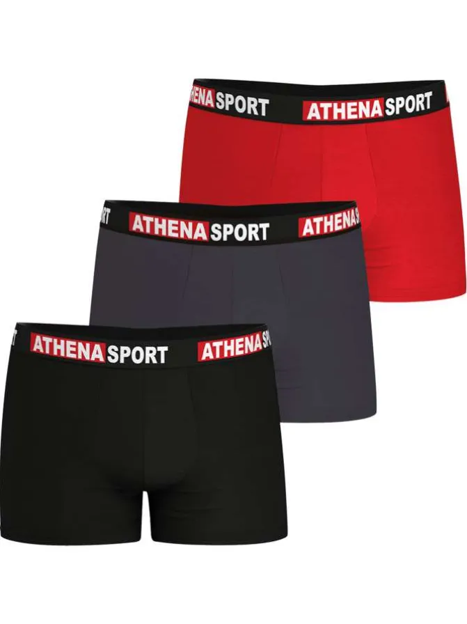 Lot de 3 boxers en coton multicolores unis avec le nom de la marque imprimé